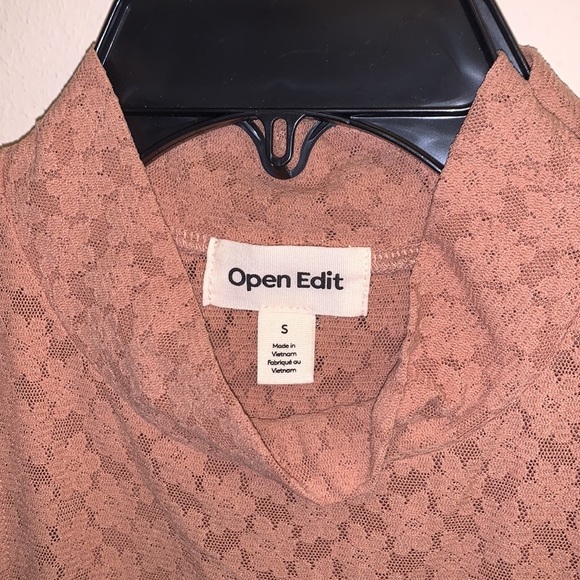 Open Edit Mock Neck Lace Bodysuit in Tan Mocha, Size Small 🤩 T15 - Picture 4 of 8